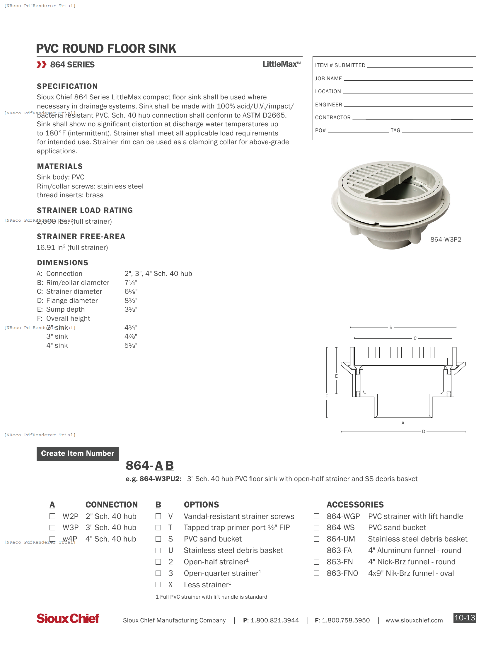 864 SERIES - LITTLEMAX FLOOR SINK - SPEC SHEET.PDF Specification Document